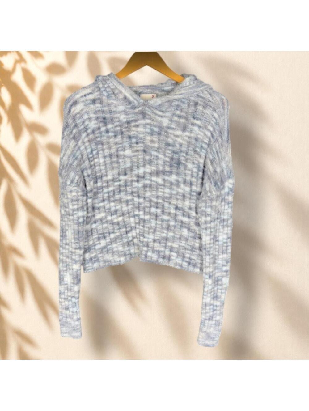 So Hoodie Women S Small Gray V-Neck Long Sleeve Hooded Knit Pullover Casual